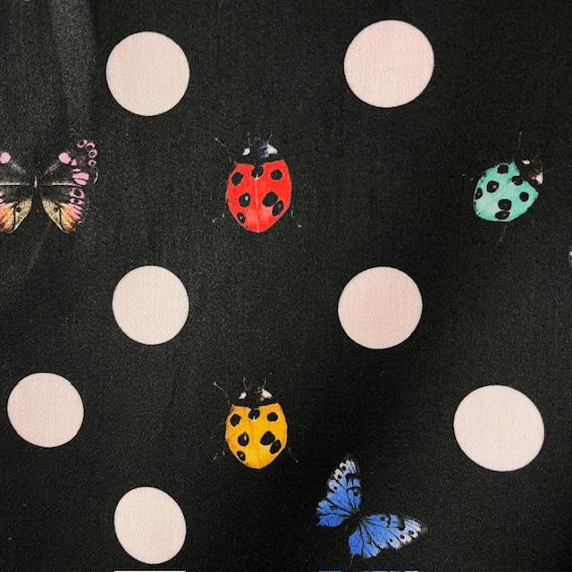 Gewebe Satin Coccinella nero - 1