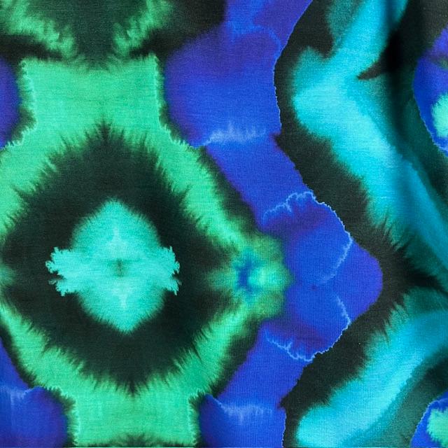 Single-Jersey Stretch Aquarell 2 blau/grün, nur noch wenige Meter