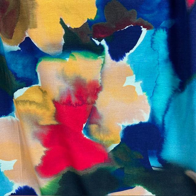 Single-Jersey Stretch Aquarell 1 gelb/grün