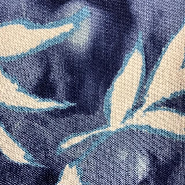Gewebe Batik Blätter blau - 0
