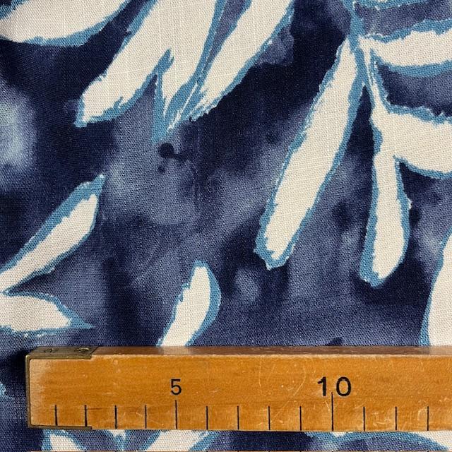 Gewebe Batik Blätter blau - 1