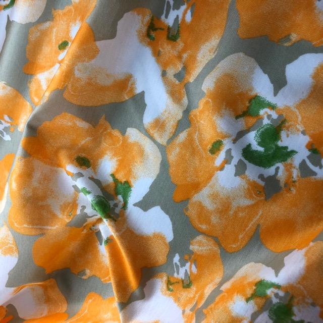 Single-Jersey Blumen orange/beige, nur noch wenige Meter