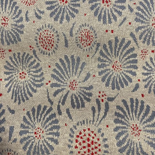 Strick Jacquard Blumen hellblau