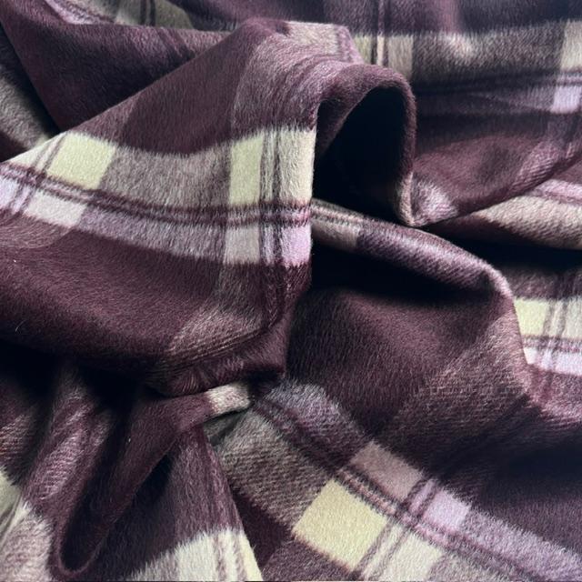 Gewebe Flanell Wolle Karo wein/beige
