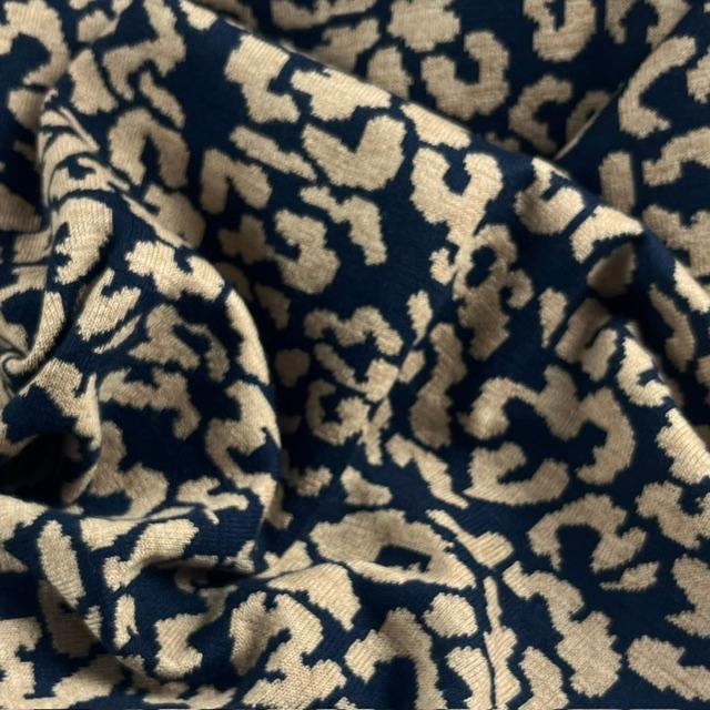 Strick Jacquard blau/beige