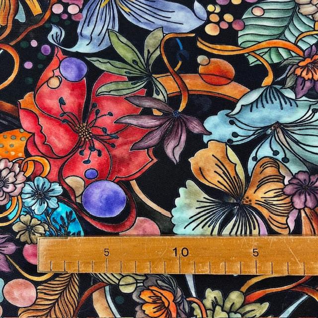 Single-Jersey Stretch Florale scuro - 2