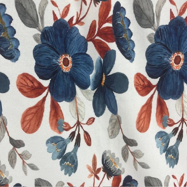 Ripp-Jersey Blumen blau
