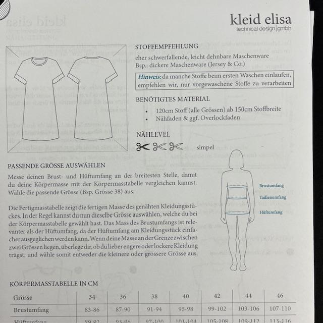 Technical Design Kleid Elisa