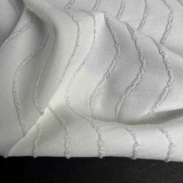 Single-Jersey Stretch Jacquard Welle weiss
